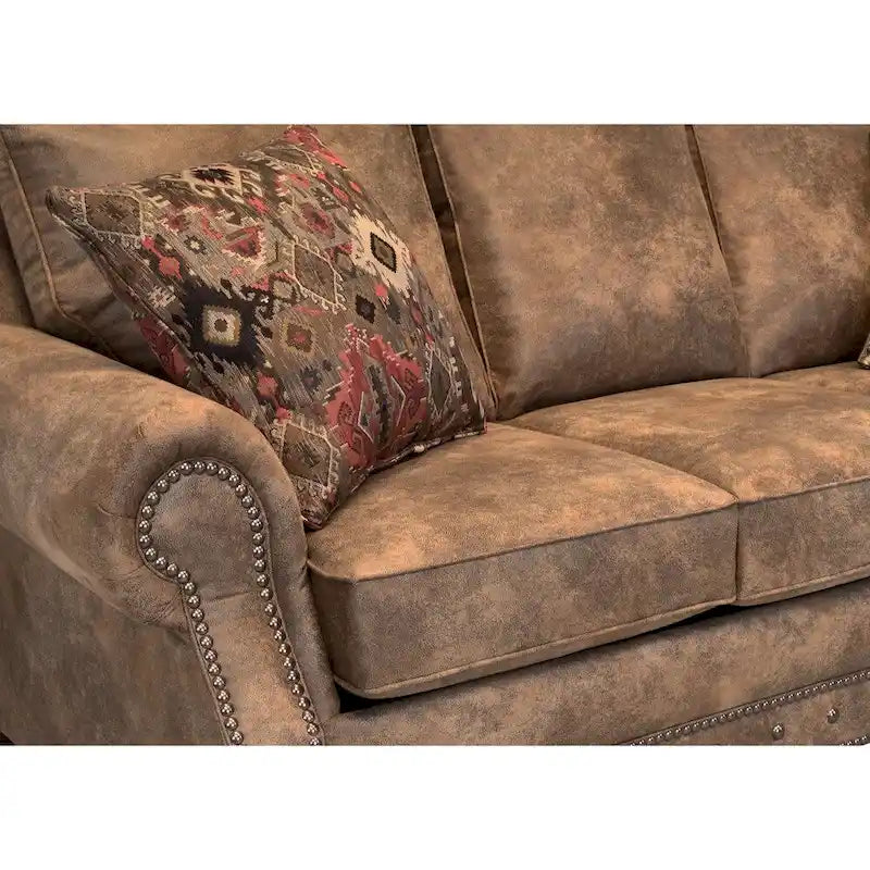 Canapé-lit, causeuse et fauteuil 3 pièces en tissu suédine Rancho Rustic Brown