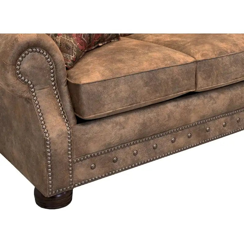 Canapé-lit, causeuse et fauteuil 3 pièces en tissu suédine Rancho Rustic Brown