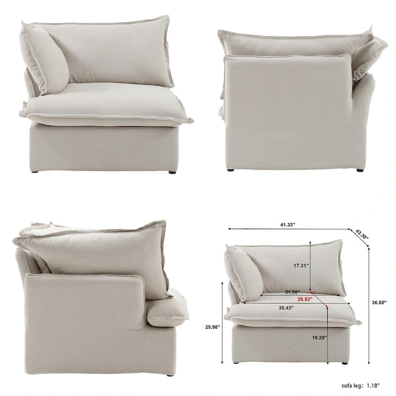Canapé d'angle modulable 5 places avec méridienne et pouf