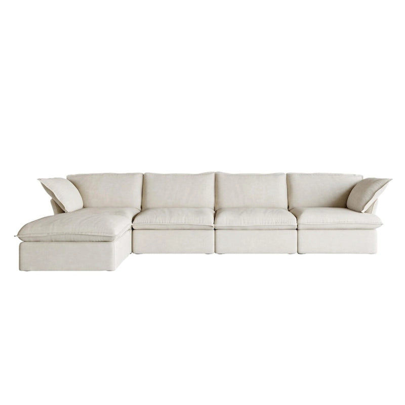 Canapé d'angle modulable 5 places avec méridienne et pouf