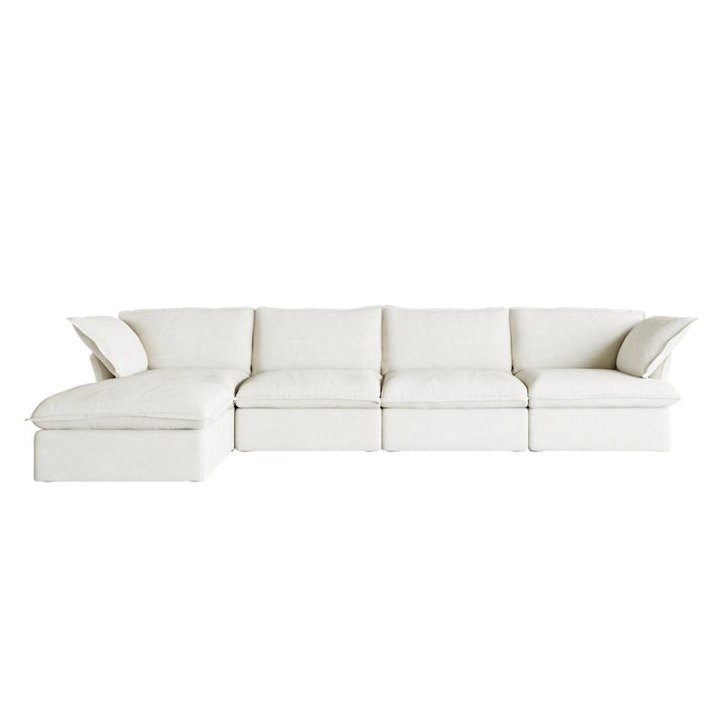 Canapé d'angle modulable 5 places avec méridienne et pouf