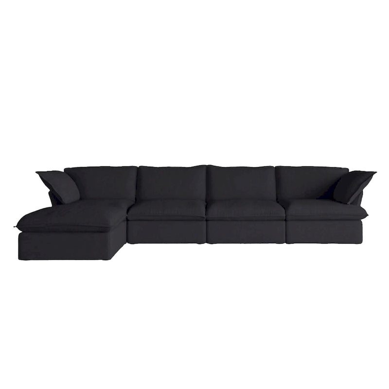 Canapé d'angle modulable 5 places avec méridienne et pouf