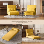 Canapé-lit convertible 3 en 1, chaise longue, chaise pliante, fauteuil inclinable avec oreiller