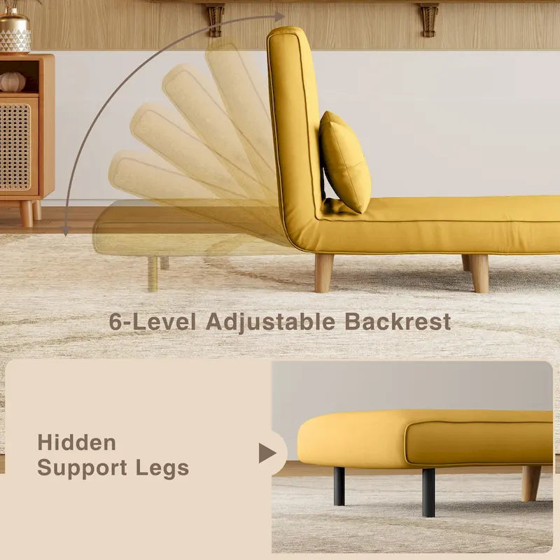 Canapé-lit convertible 3 en 1, chaise longue, chaise pliante, fauteuil inclinable avec oreiller