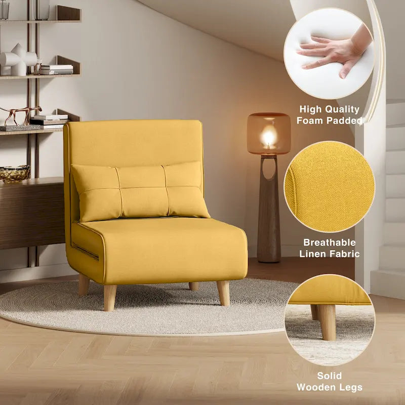 Canapé-lit convertible 3 en 1, chaise longue, chaise pliante, fauteuil inclinable avec oreiller