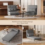 Canapé-lit convertible 3 en 1, chaise longue, chaise pliante, fauteuil inclinable avec oreiller