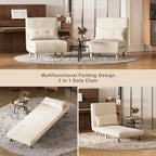 Canapé-lit convertible 3 en 1, chaise longue, chaise pliante, fauteuil inclinable avec oreiller