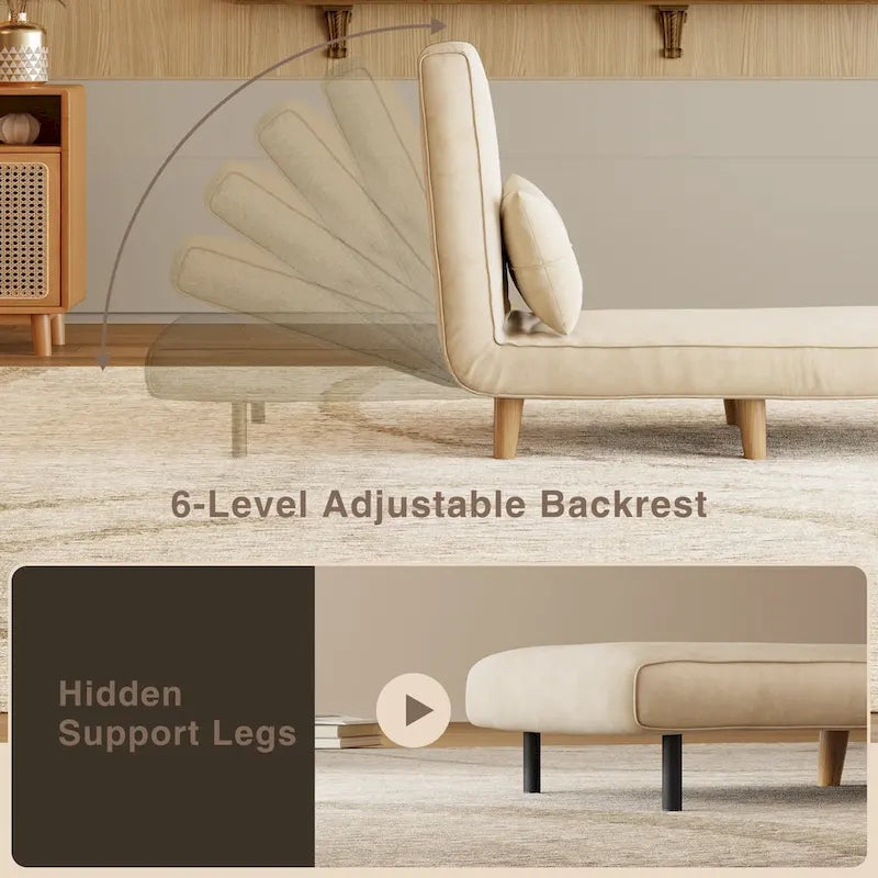Canapé-lit convertible 3 en 1, chaise longue, chaise pliante, fauteuil inclinable avec oreiller