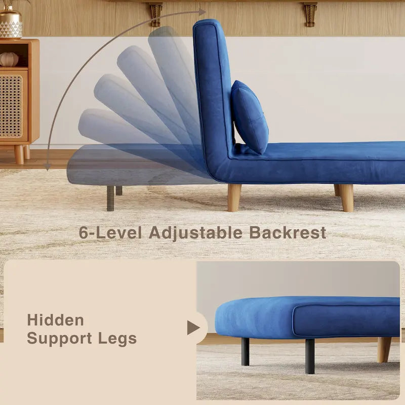 Canapé-lit convertible 3 en 1, chaise longue, chaise pliante, fauteuil inclinable avec oreiller