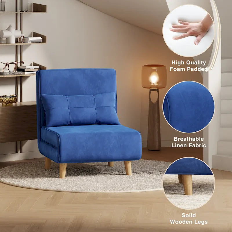 Canapé-lit convertible 3 en 1, chaise longue, chaise pliante, fauteuil inclinable avec oreiller