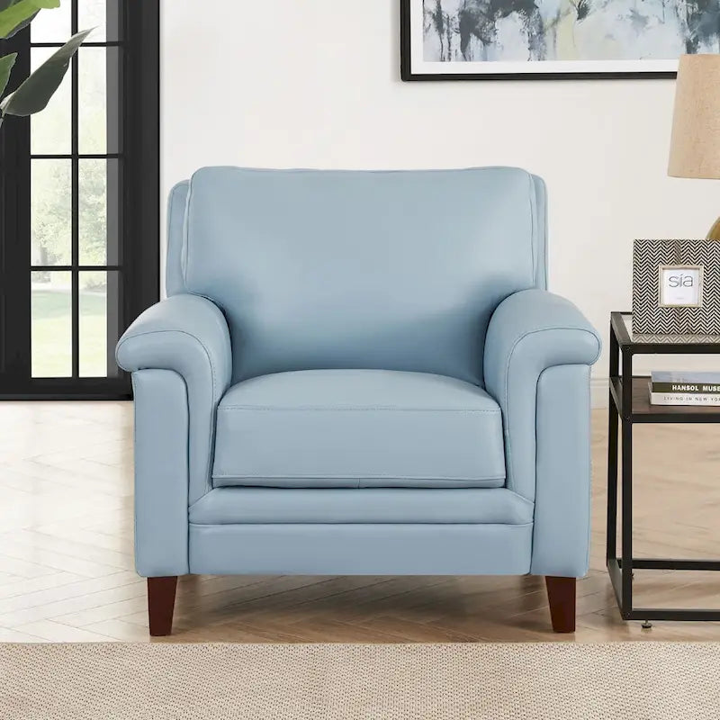 Ensemble canapé et fauteuil Westcott en cuir pleine fleur avec mousse à mémoire de forme et ressorts