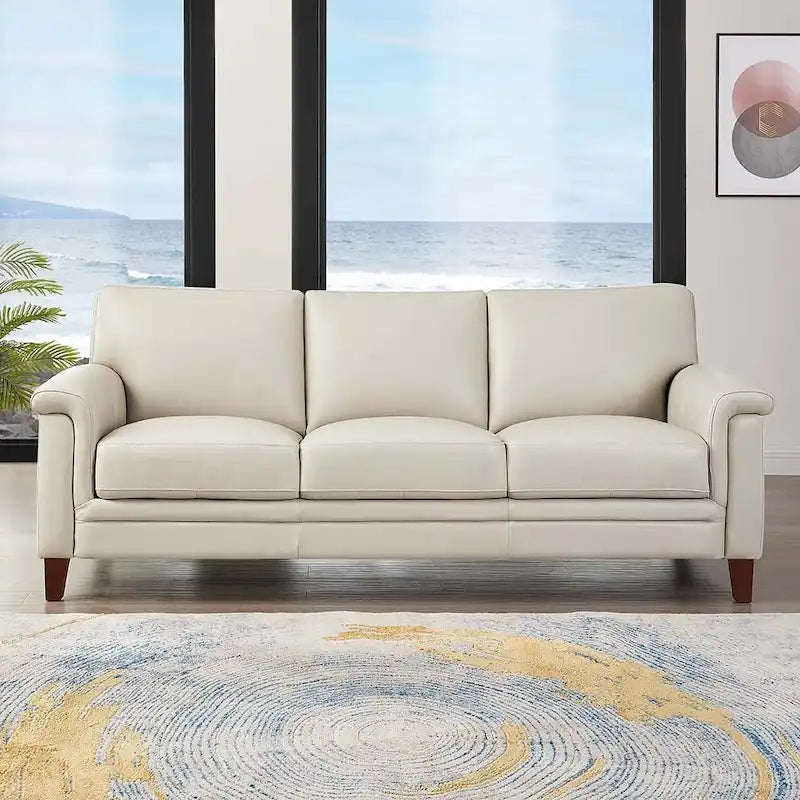Ensemble canapé et fauteuil Westcott en cuir pleine fleur avec mousse à mémoire de forme et ressorts