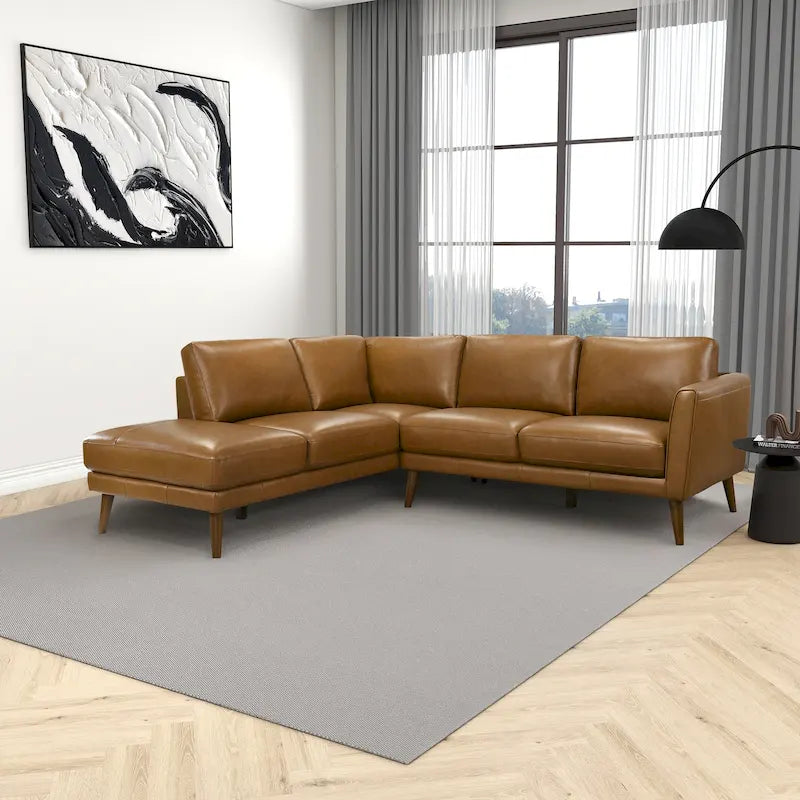 Canapé d'angle sectionnel en cuir véritable Bloom