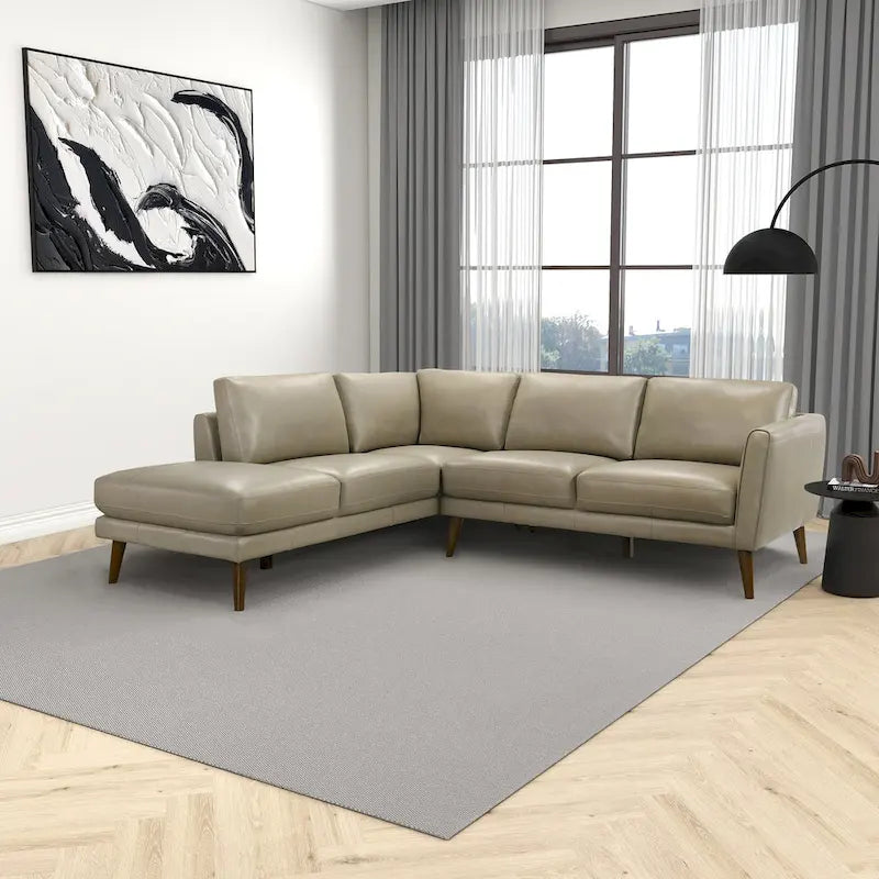 Canapé d'angle sectionnel en cuir véritable Bloom