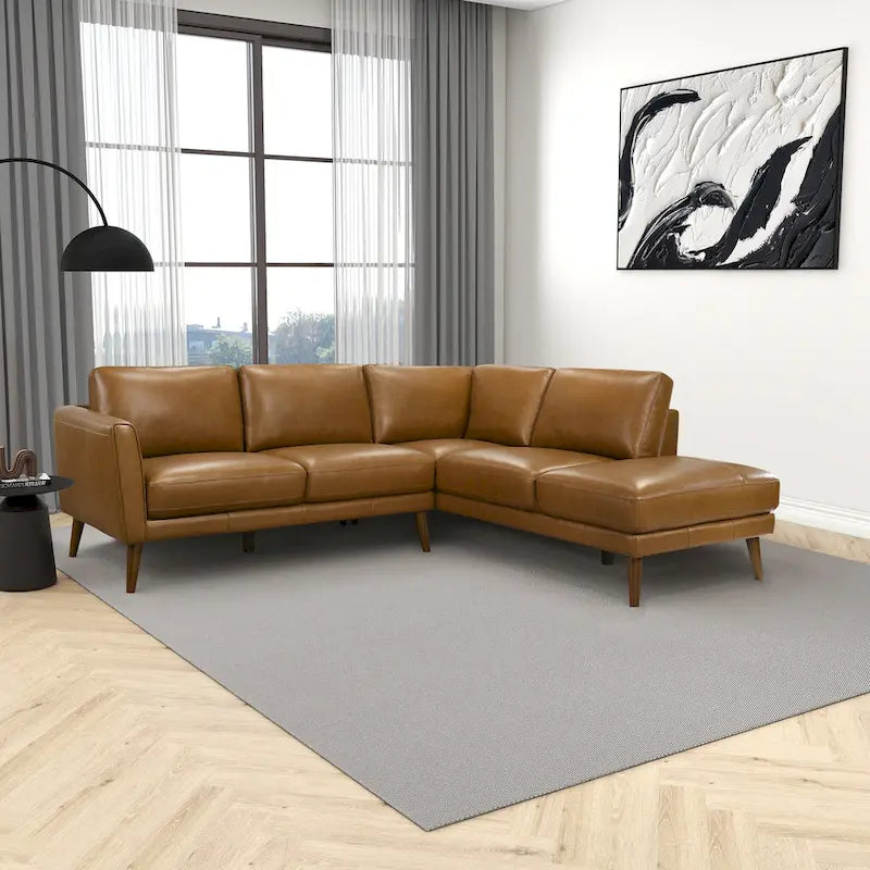 Canapé d'angle sectionnel en cuir véritable Bloom