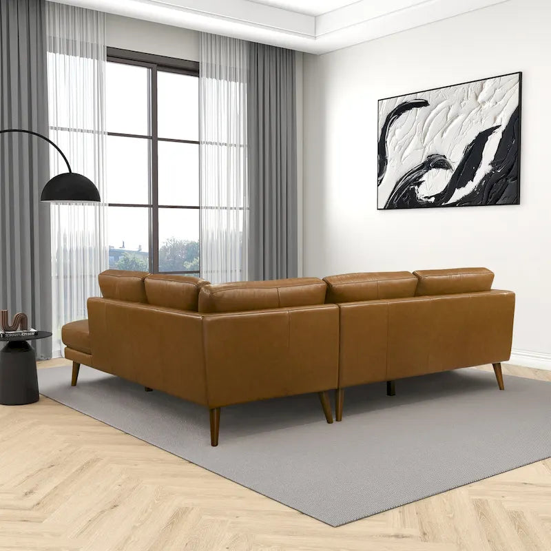 Canapé d'angle sectionnel en cuir véritable Bloom