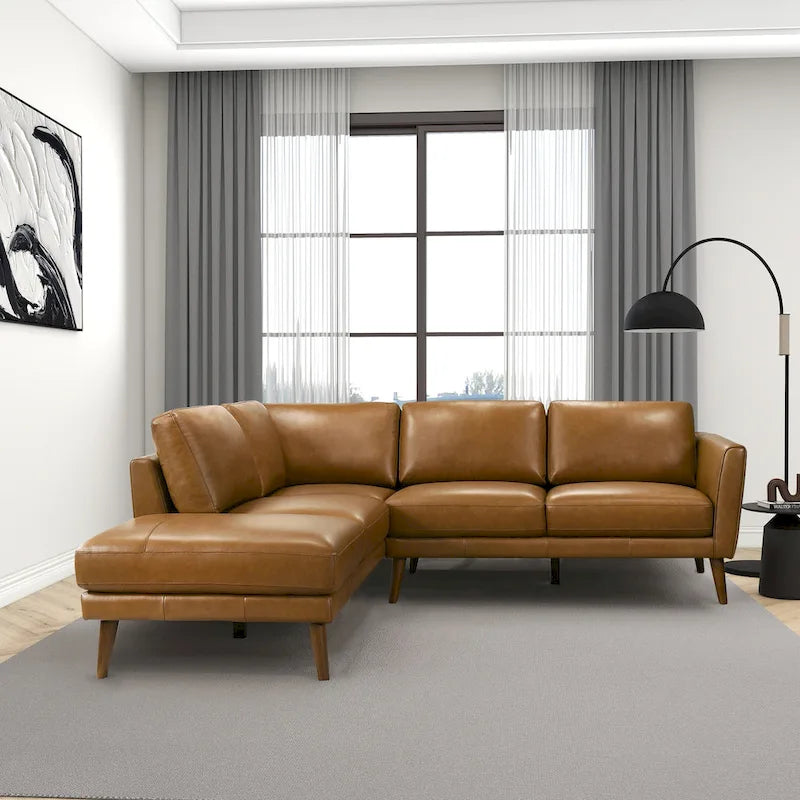 Canapé d'angle sectionnel en cuir véritable Bloom