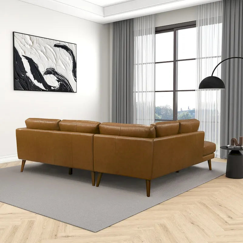 Canapé d'angle sectionnel en cuir véritable Bloom