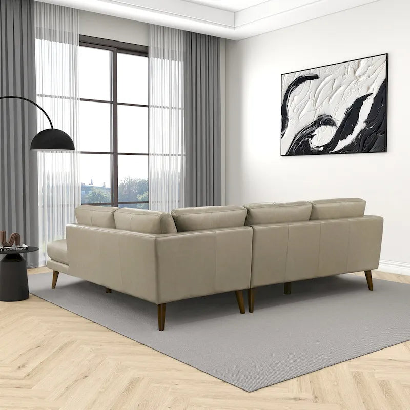 Canapé d'angle sectionnel en cuir véritable Bloom