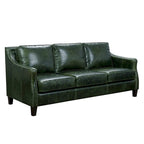 Ensemble canapé, causeuse et fauteuil en cuir pleine fleur vieilli vert Essex