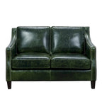 Ensemble canapé, causeuse et fauteuil en cuir pleine fleur vieilli vert Essex