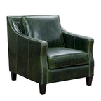 Ensemble canapé, causeuse et fauteuil en cuir pleine fleur vieilli vert Essex