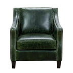 Ensemble canapé, causeuse et fauteuil en cuir pleine fleur vieilli vert Essex