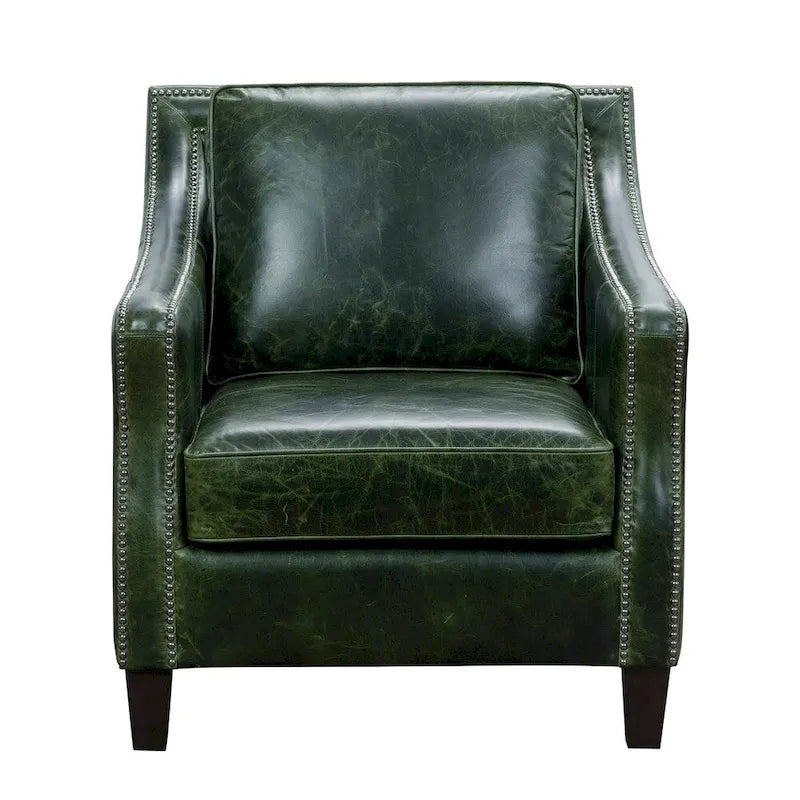 Ensemble canapé, causeuse et fauteuil en cuir pleine fleur vieilli vert Essex
