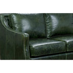 Ensemble canapé, causeuse et fauteuil en cuir pleine fleur vieilli vert Essex