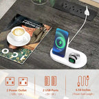 Tables de chevet de style campagnard en bois à 2 tiroirs avec station de recharge - Lot de 2