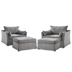 Fauteuil Sophie moderne surdimensionné déhoussable avec pouf et roulettes arrière verrouillables (ensemble de 2)