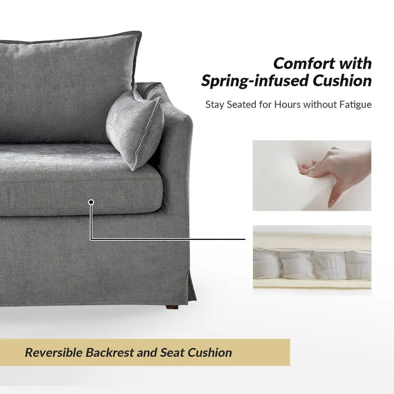 Fauteuil Sophie moderne surdimensionné déhoussable avec pouf et roulettes arrière verrouillables (ensemble de 2)