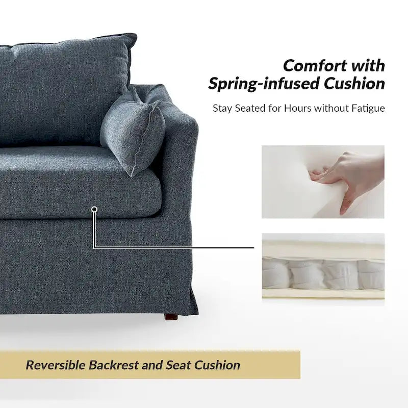 Fauteuil Sophie moderne surdimensionné déhoussable avec pouf et roulettes arrière verrouillables (ensemble de 2)