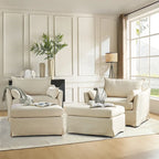Fauteuil Sophie moderne surdimensionné déhoussable avec pouf et roulettes arrière verrouillables (ensemble de 2)