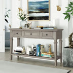 Table console classique avec 3 tiroirs supérieurs et étagère inférieure ouverte