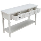 Table console classique avec 3 tiroirs supérieurs et étagère inférieure ouverte