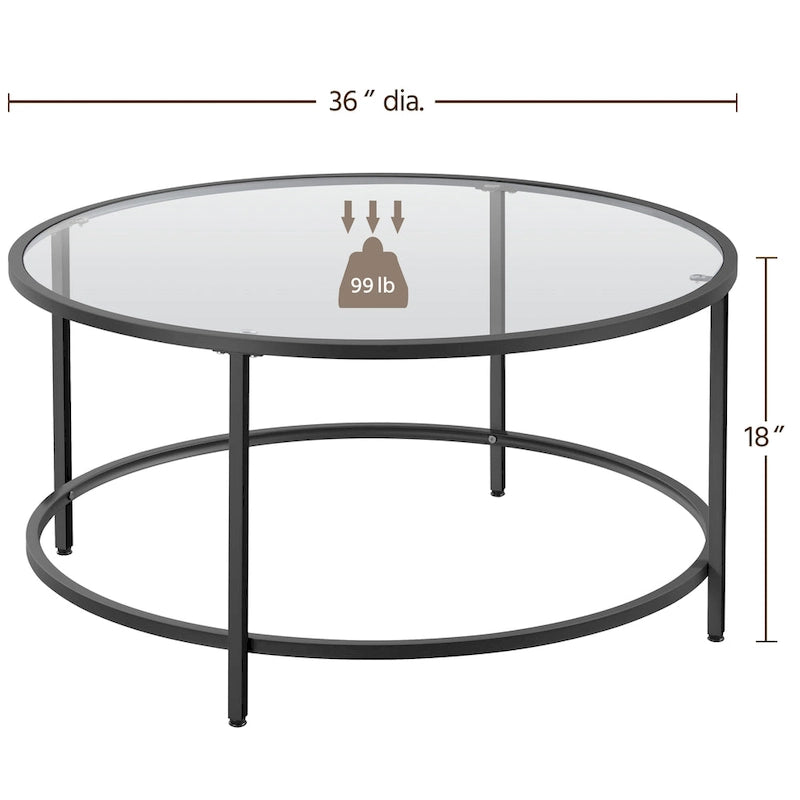 Table basse ronde en verre pour salon