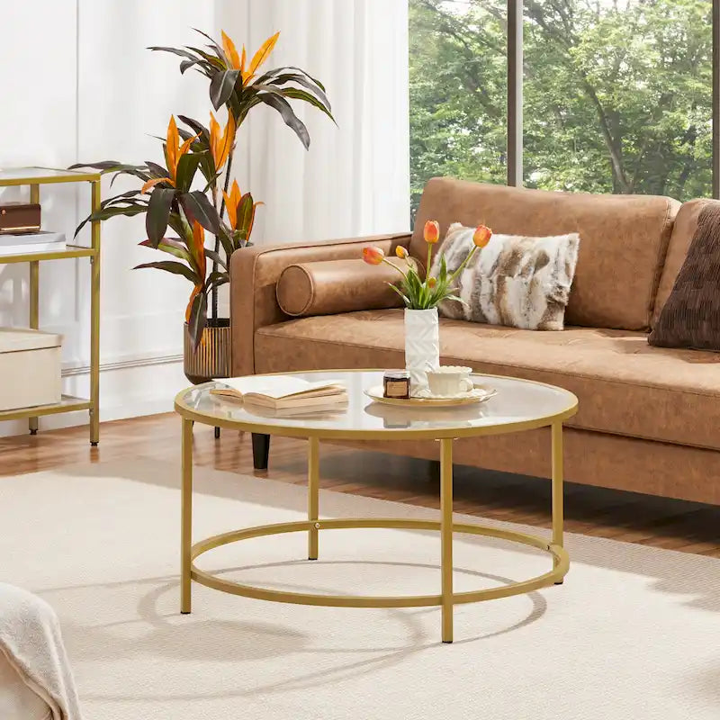 Table basse ronde en verre pour salon