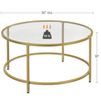 Table basse ronde en verre pour salon
