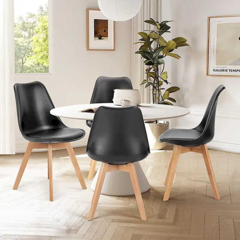Lot de 4 chaises de salle à manger, chaises d'appoint de salle à manger modernes du milieu du siècle, chaises de cuisine avec pieds en bois pour salon