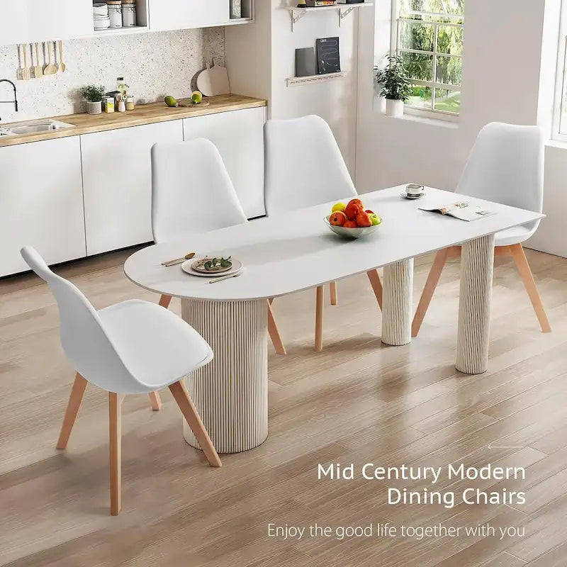 Lot de 4 chaises de salle à manger, chaises d'appoint de salle à manger modernes du milieu du siècle, chaises de cuisine avec pieds en bois pour salon