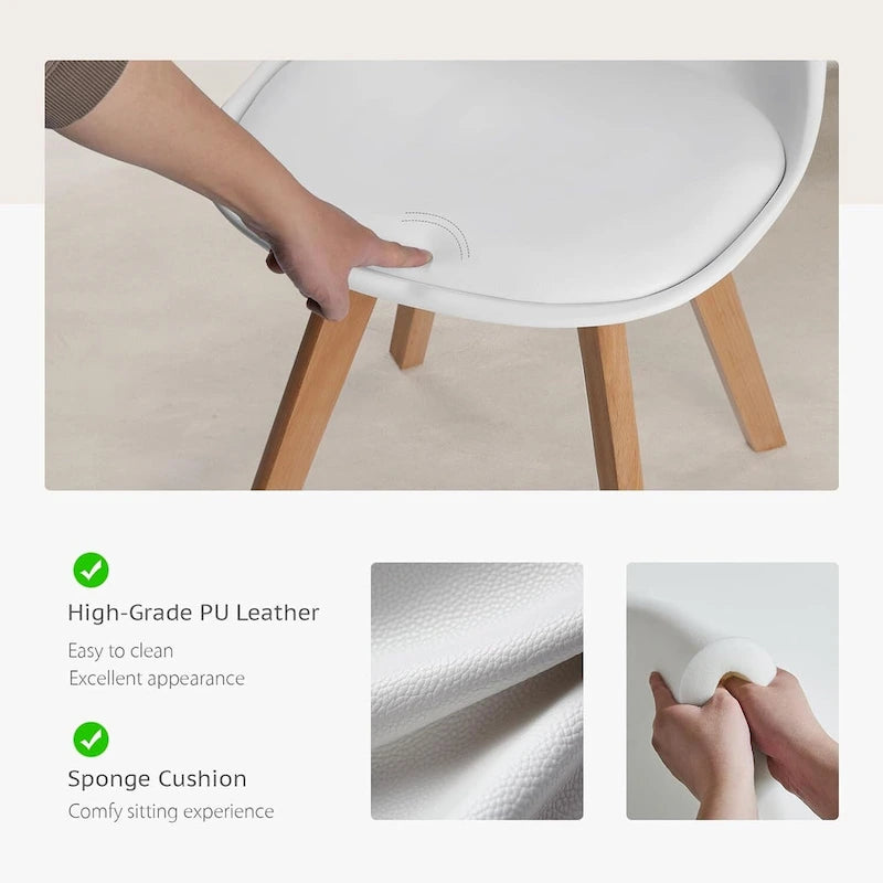 Lot de 4 chaises de salle à manger, chaises d'appoint de salle à manger modernes du milieu du siècle, chaises de cuisine avec pieds en bois pour salon