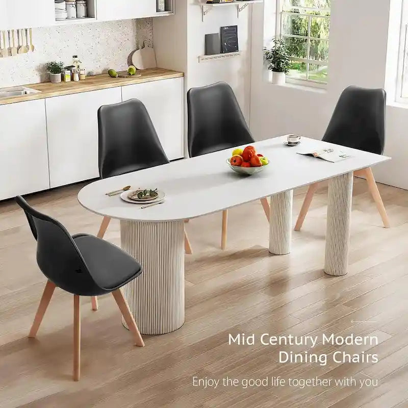 Lot de 4 chaises de salle à manger, chaises d'appoint de salle à manger modernes du milieu du siècle, chaises de cuisine avec pieds en bois pour salon