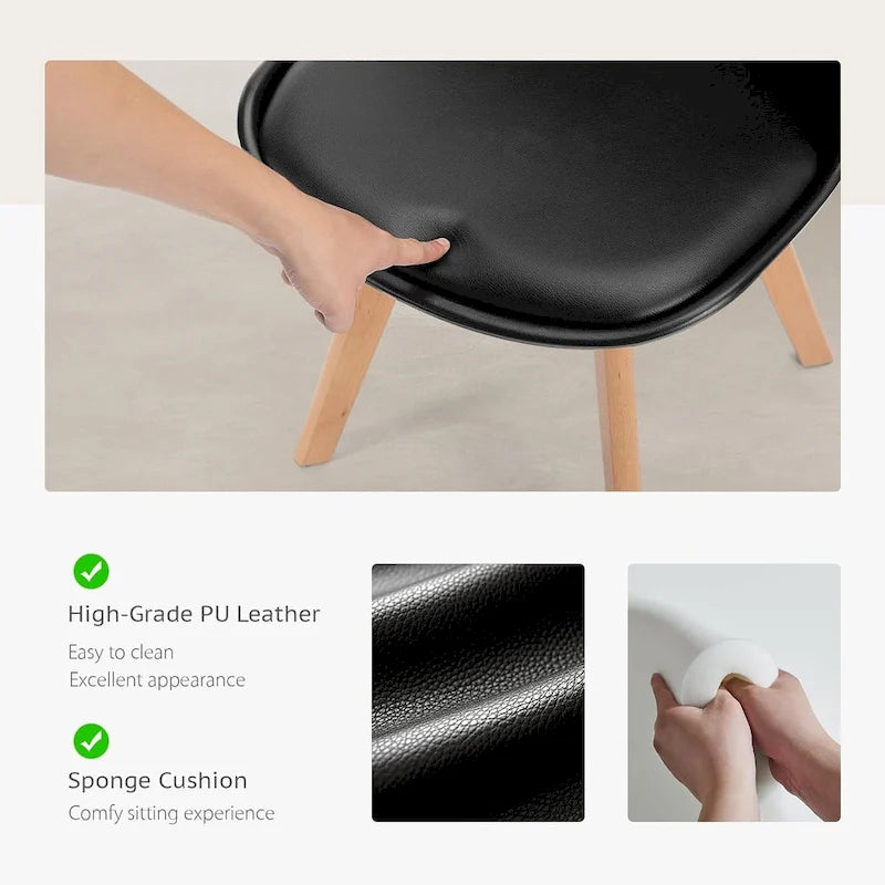 Lot de 4 chaises de salle à manger, chaises d'appoint de salle à manger modernes du milieu du siècle, chaises de cuisine avec pieds en bois pour salon