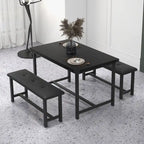 Ensemble de salle à manger rectangulaire pour 4 personnes avec 2 bancs rembourrés