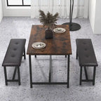 Ensemble de salle à manger rectangulaire pour 4 personnes avec 2 bancs rembourrés