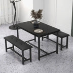 Ensemble de salle à manger rectangulaire pour 4 personnes avec 2 bancs rembourrés