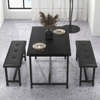 Ensemble de salle à manger rectangulaire pour 4 personnes avec 2 bancs rembourrés