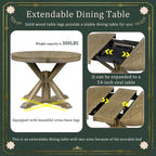 Table à manger extensible de style rétro avec rallonge de 12 pouces