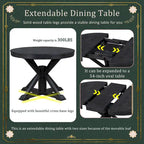 Table à manger extensible de style rétro avec rallonge de 12 pouces
